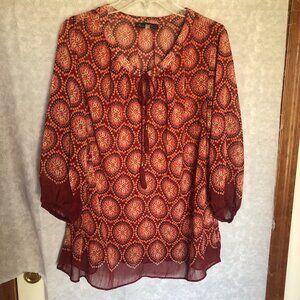 Rose & Olive Boho Style sheer top in size 1x